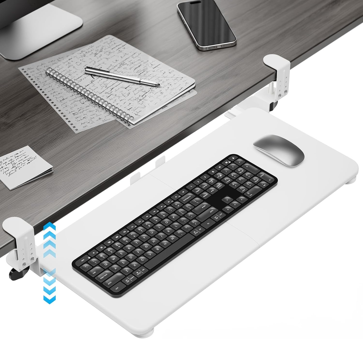 Under Desk Pull-Out Keyboard Tray with Clamp