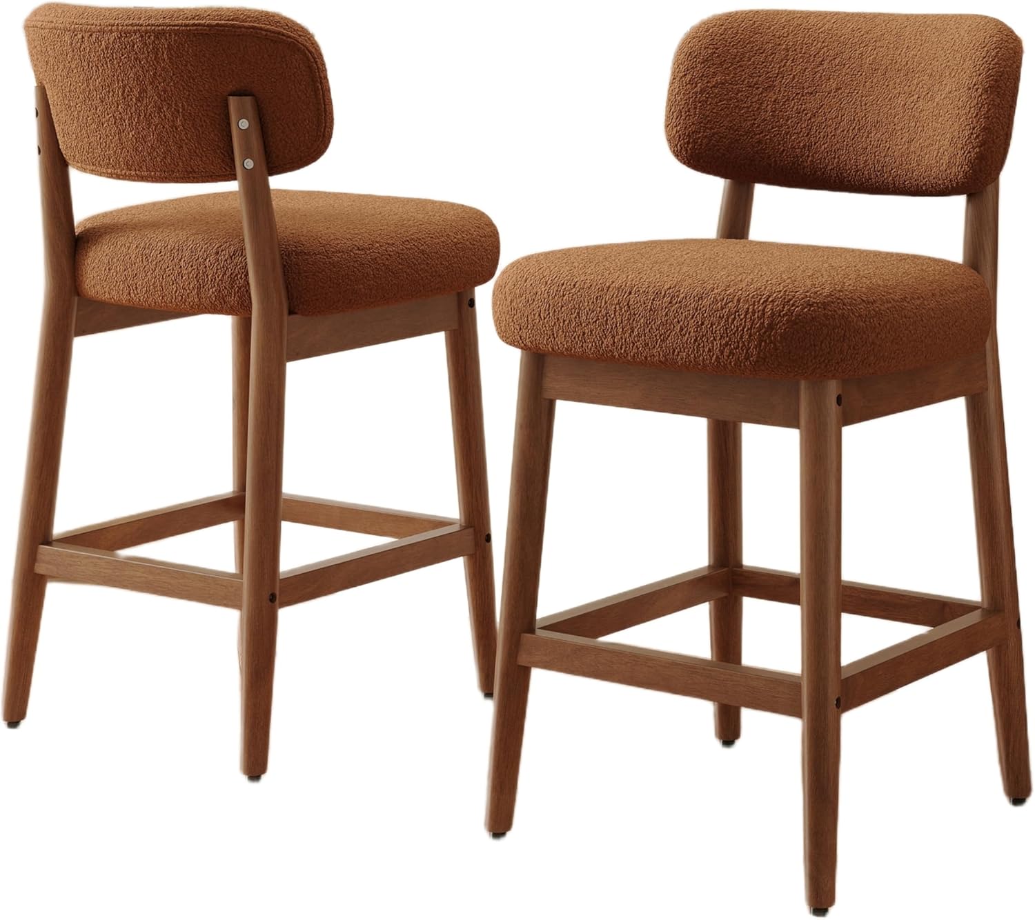 Mid-Century Modern Boucle Bar Stools