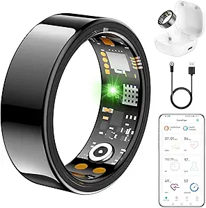 Smart Health Tracker Ring Waterproof Black