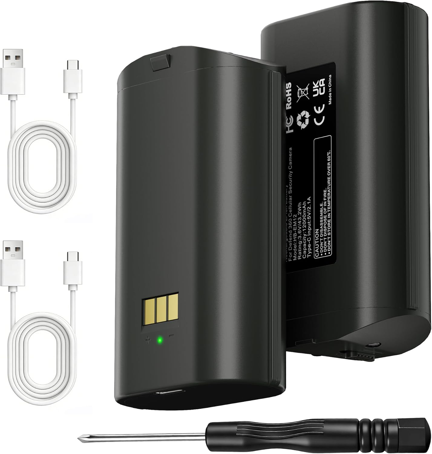 Fulpower 12,000mAh High-Capacity Replacement Battery (2-Pack)