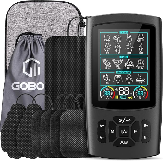 Dual Channel TENS Unit Muscle Stimulator with Color LCD