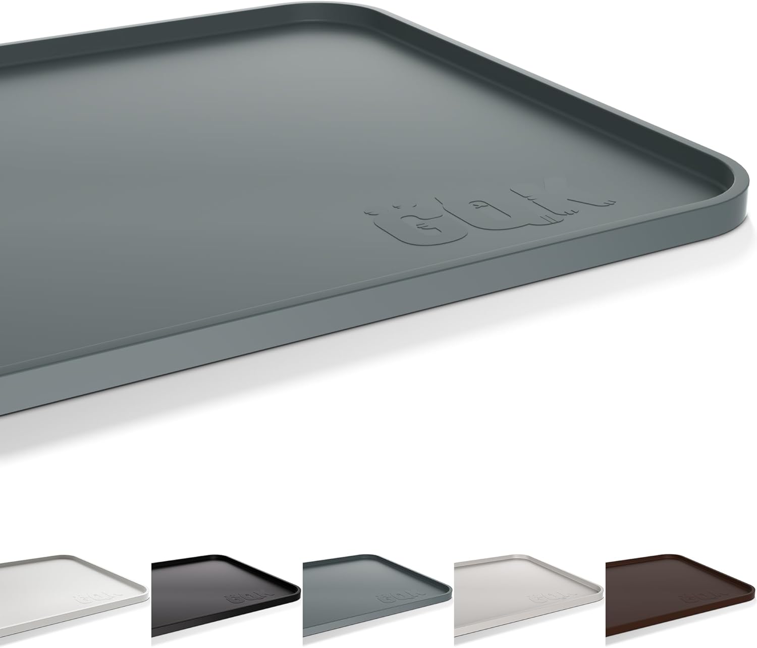 Large Silicone Waterproof Pet Feeding Mat (24″ x 16″ – Gray)