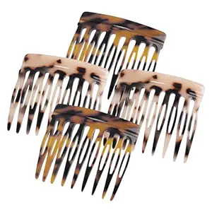 4-Pack Decorative French Hair Side Combs – Strong Hold Tortoise & Leopard