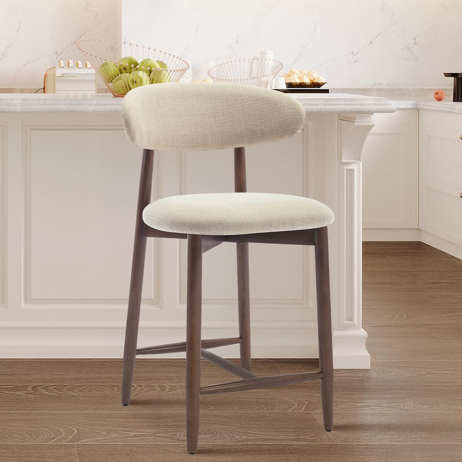 COLAMY Upholstered Counter Height Bar Stools (Beige)