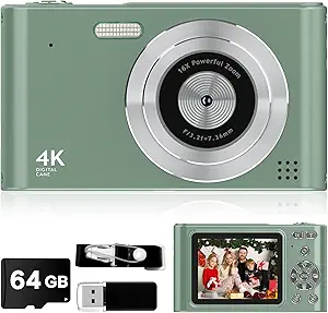 Digital Vlog Camera for Kids & Beginners (Green)