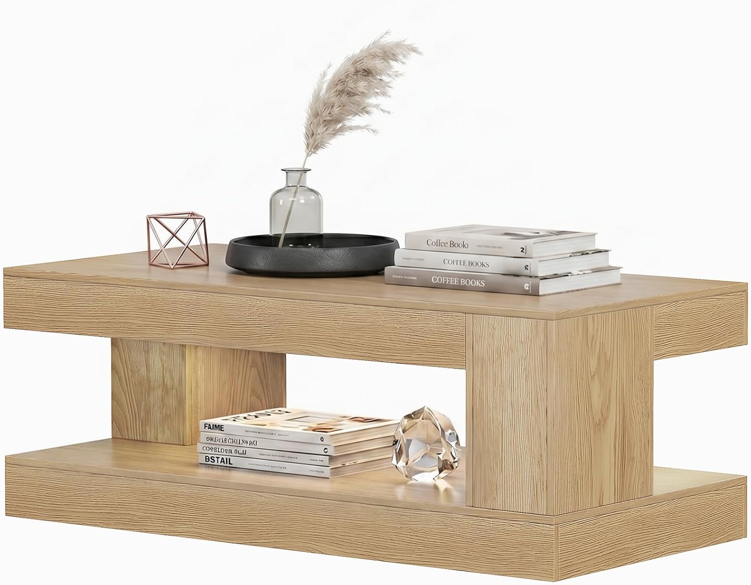 Cherry Wood Farmhouse LED Coffee Table