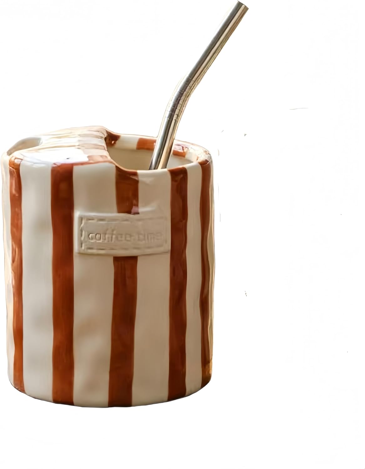 Striped Brown Ceramic Coffee Mug