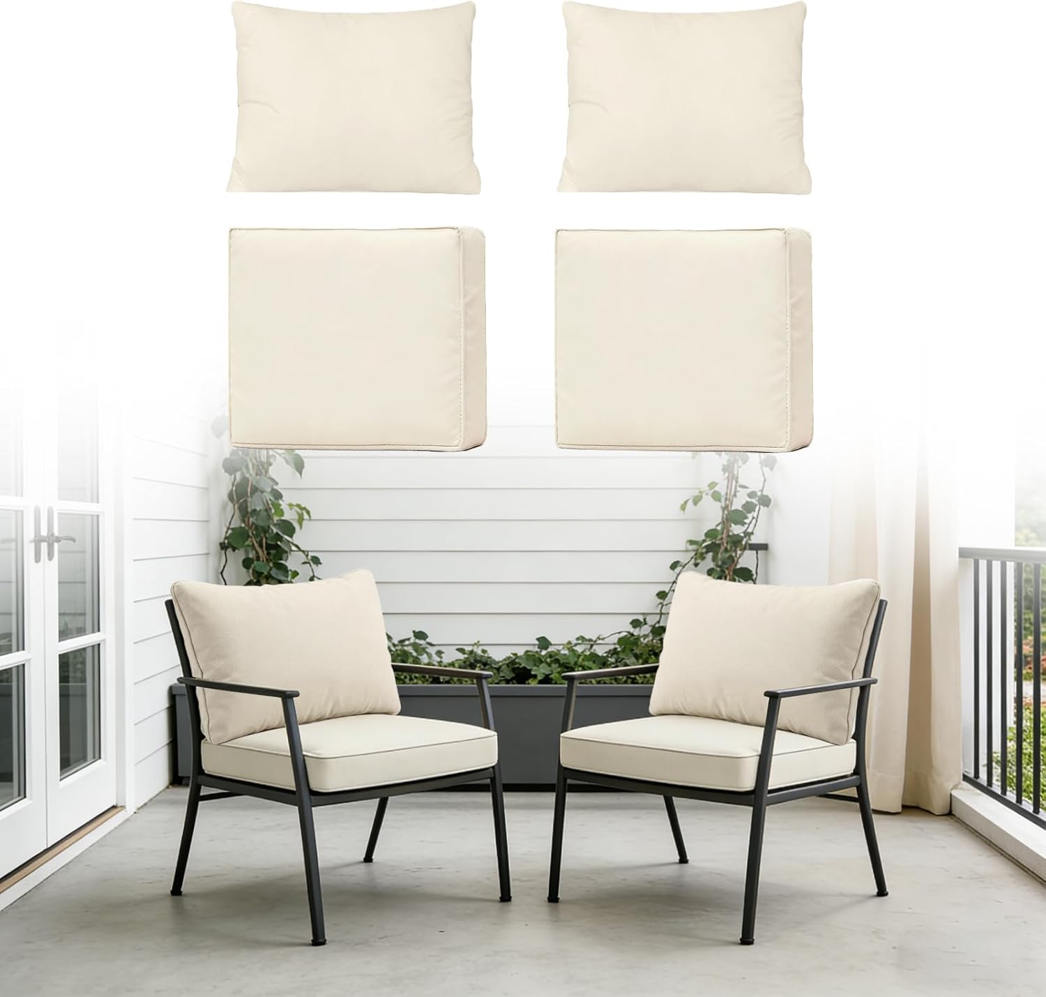 4-Piece Outdoor Patio Cushion Cover Set (Beige)