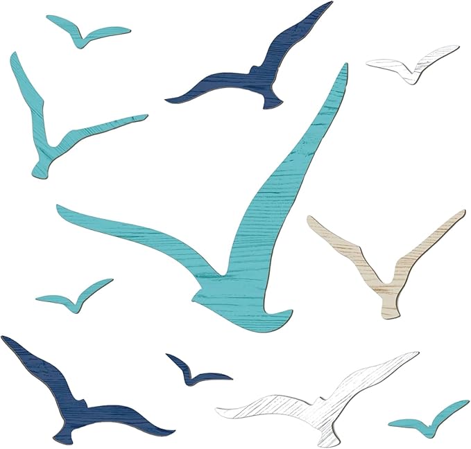 Varku 11-Piece Wooden Seagull Wall Decor