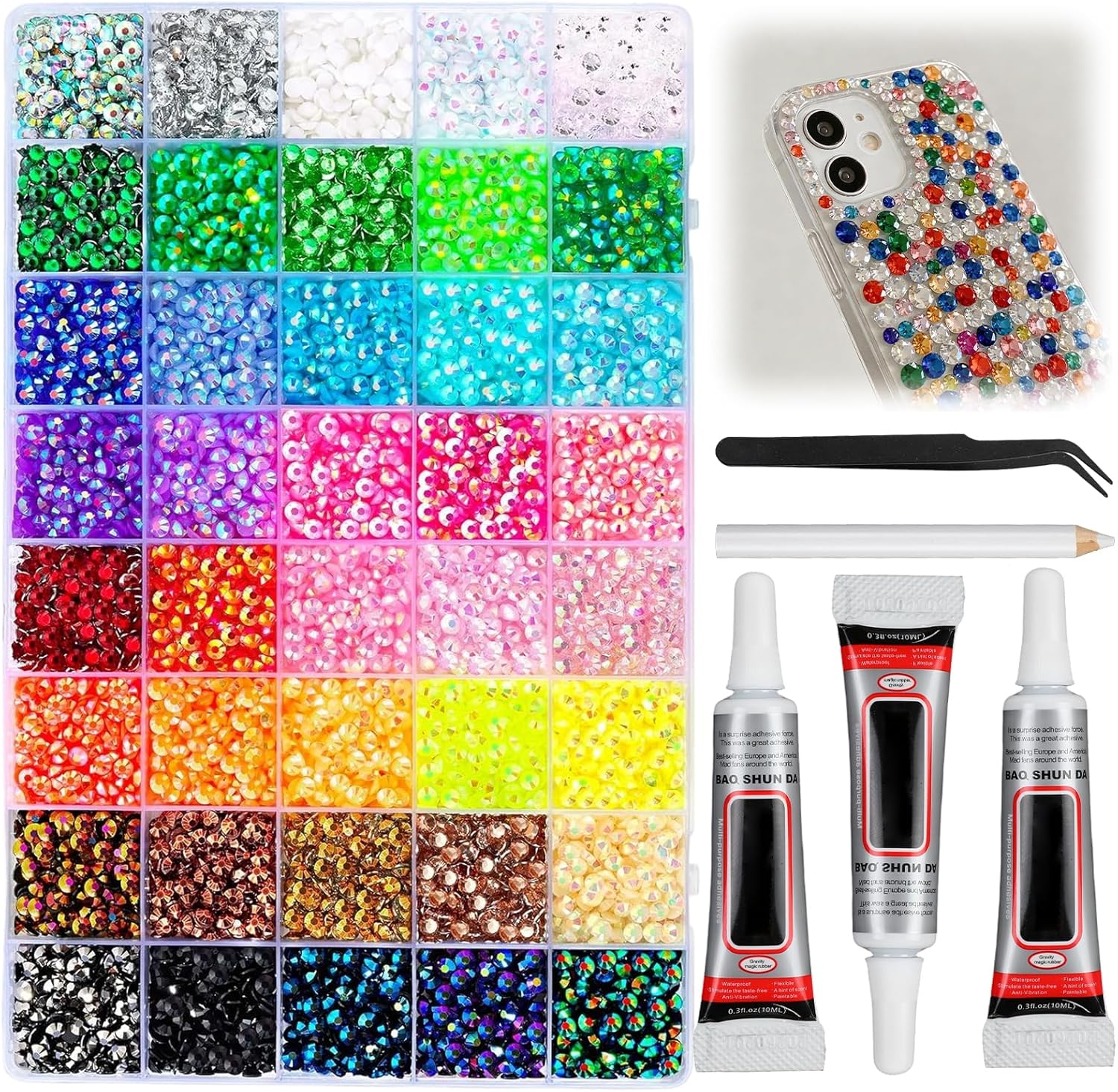 32,000-Piece Colorful DIY Resin Jelly Rhinestone Bedazzling Kit