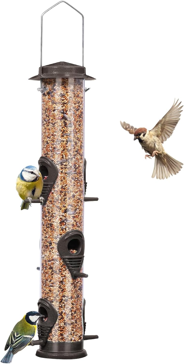 ERYTLLY Heavy-Duty Metal Tube Bird Feeder