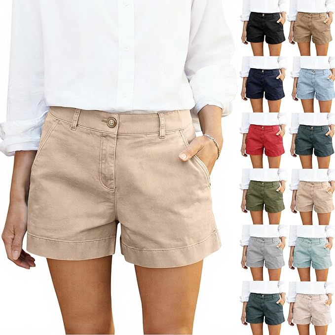Women’s High-Waisted Wide-Leg Dressy Chino Shorts