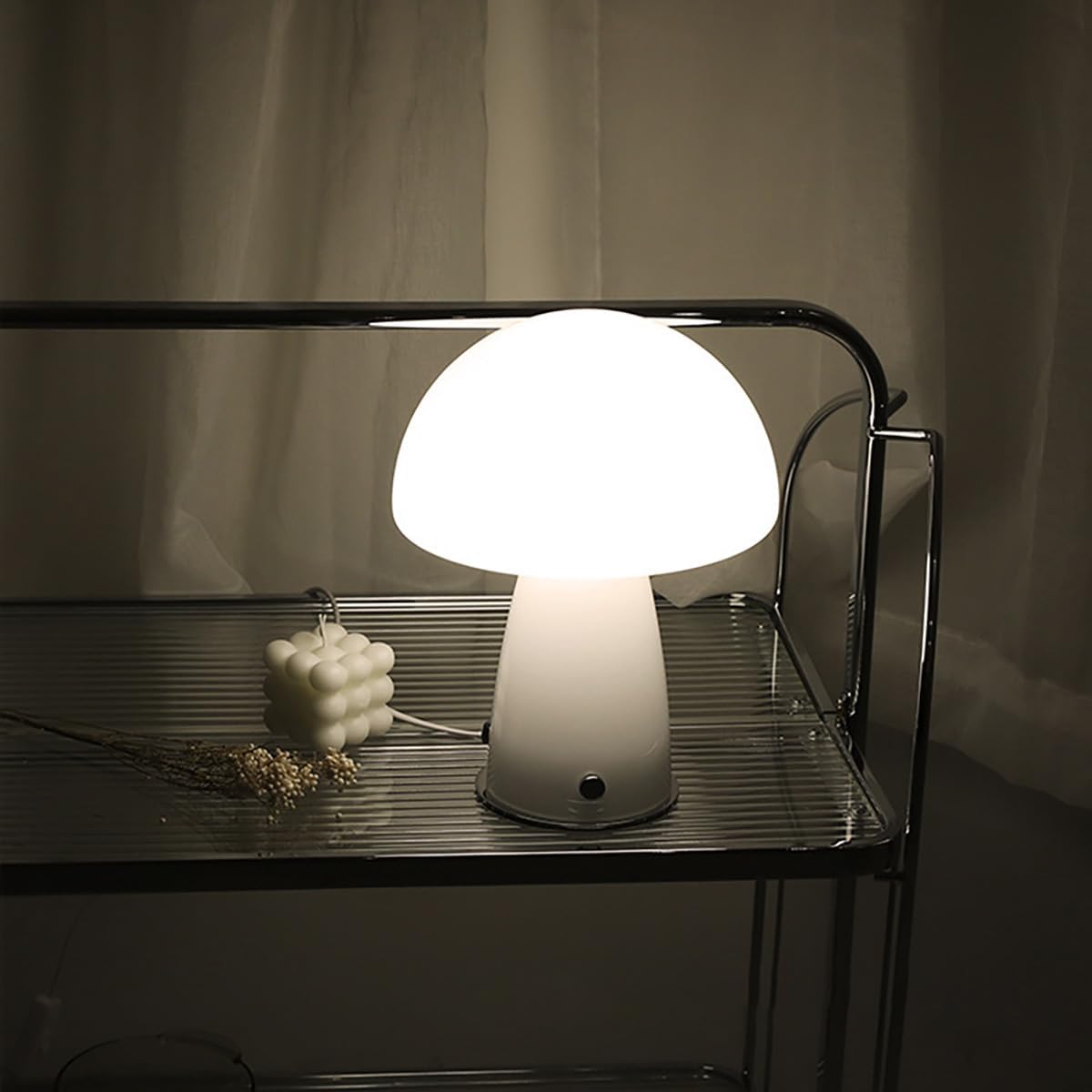 Small White Bauhaus Mushroom Lamp