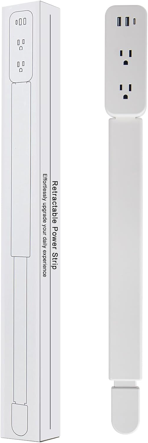 180° Rotating Telescopic Outlet Extender with USB-C and AC Power Hub