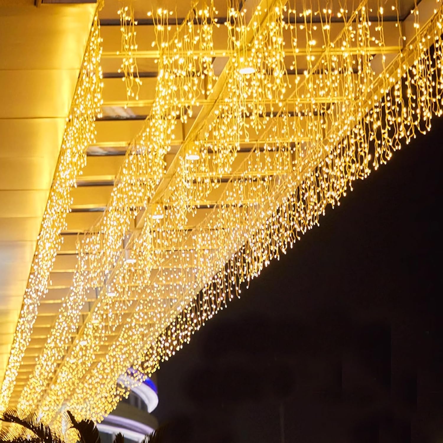 Warm White LED Icicle Curtain Lights (16.4FT)