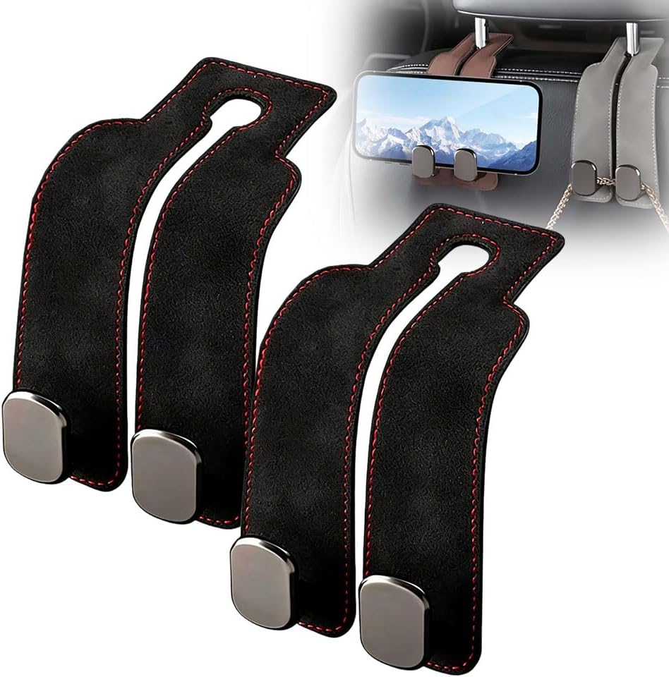 Leather Car Headrest Hooks Two Pack