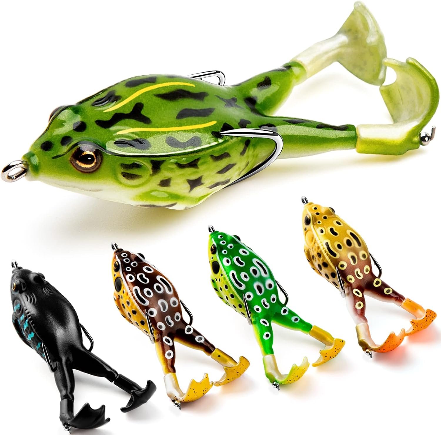 Realistic Topwater Prop Frog Lure Kit – Weedless Floating Swimbait for Bass & Trout