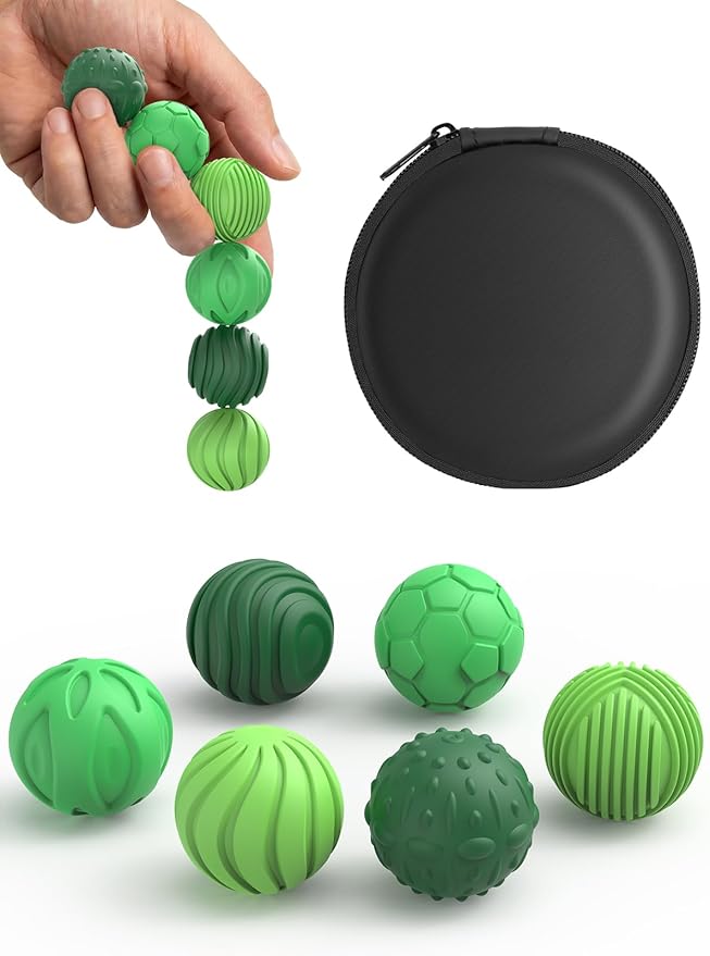 Textured Green Silicone Magnetic Fidget Balls