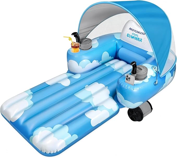 GIGIGO Motorized Adult Pool Lounger with Sun Canopy