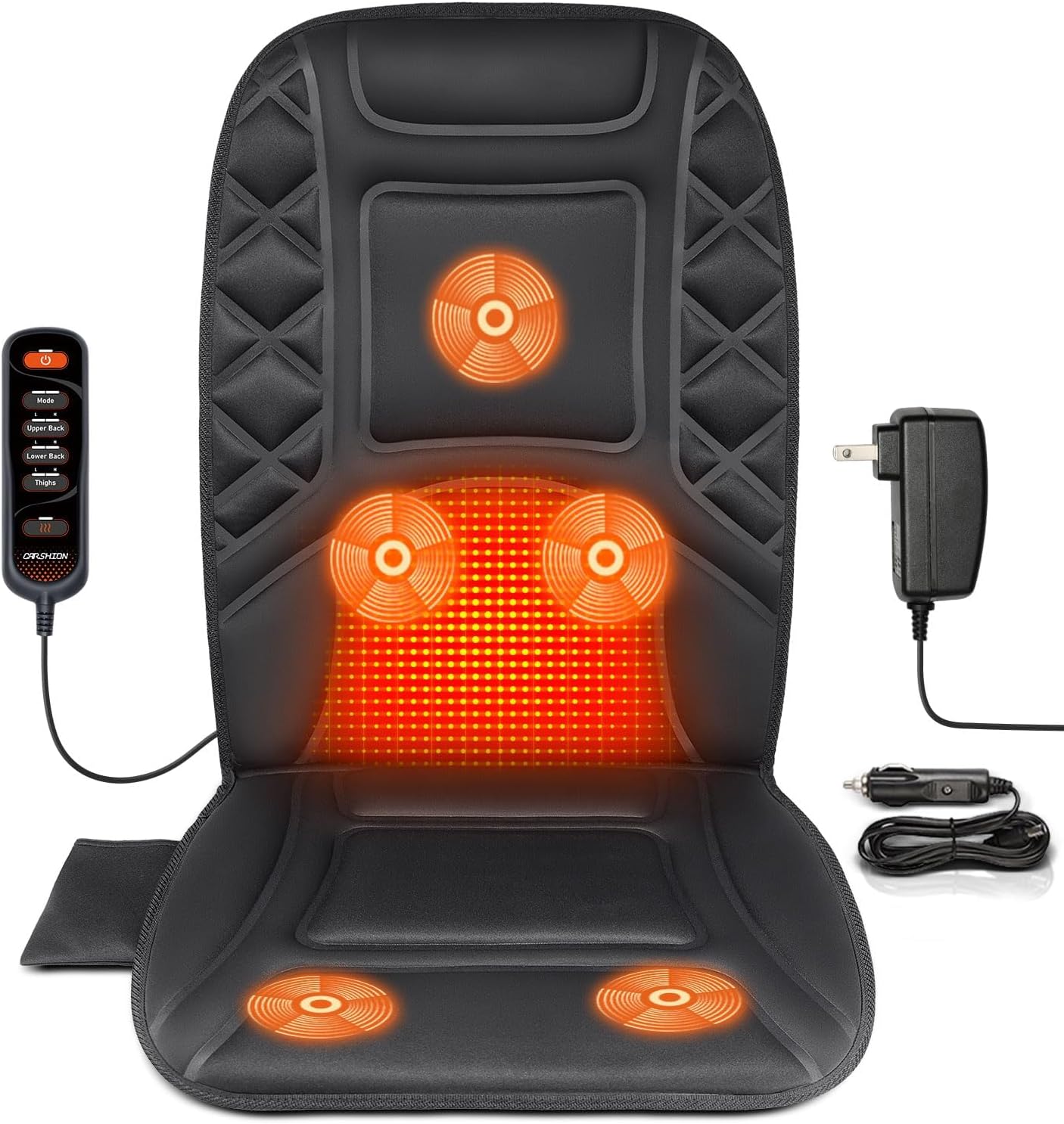 CARSHION Heated Vibrating Back Massager Seat Cushion