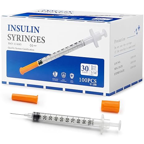U-100 Sterile 1ml Insulin Syringes (100 Pack)