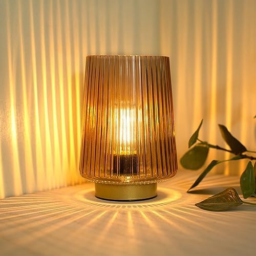 LUSHARBOR Cordless Amber Accent Lamp with Timer