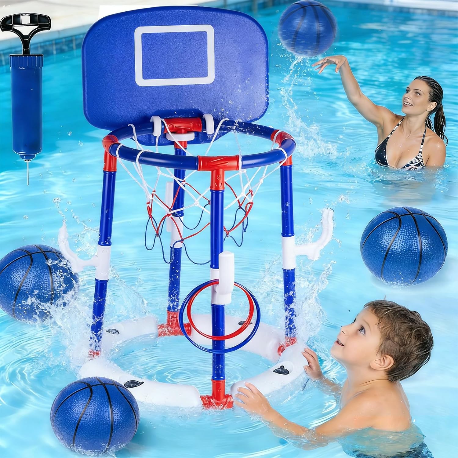 Floating Pool Basketball Hoop & Ring Toss Game Set