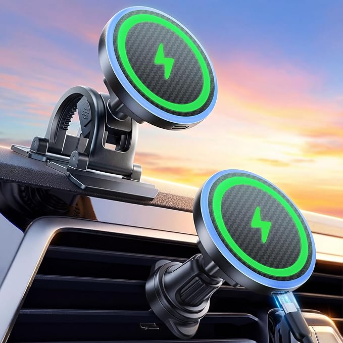 2-in-1 Magnetic Wireless Car Mount Charger
