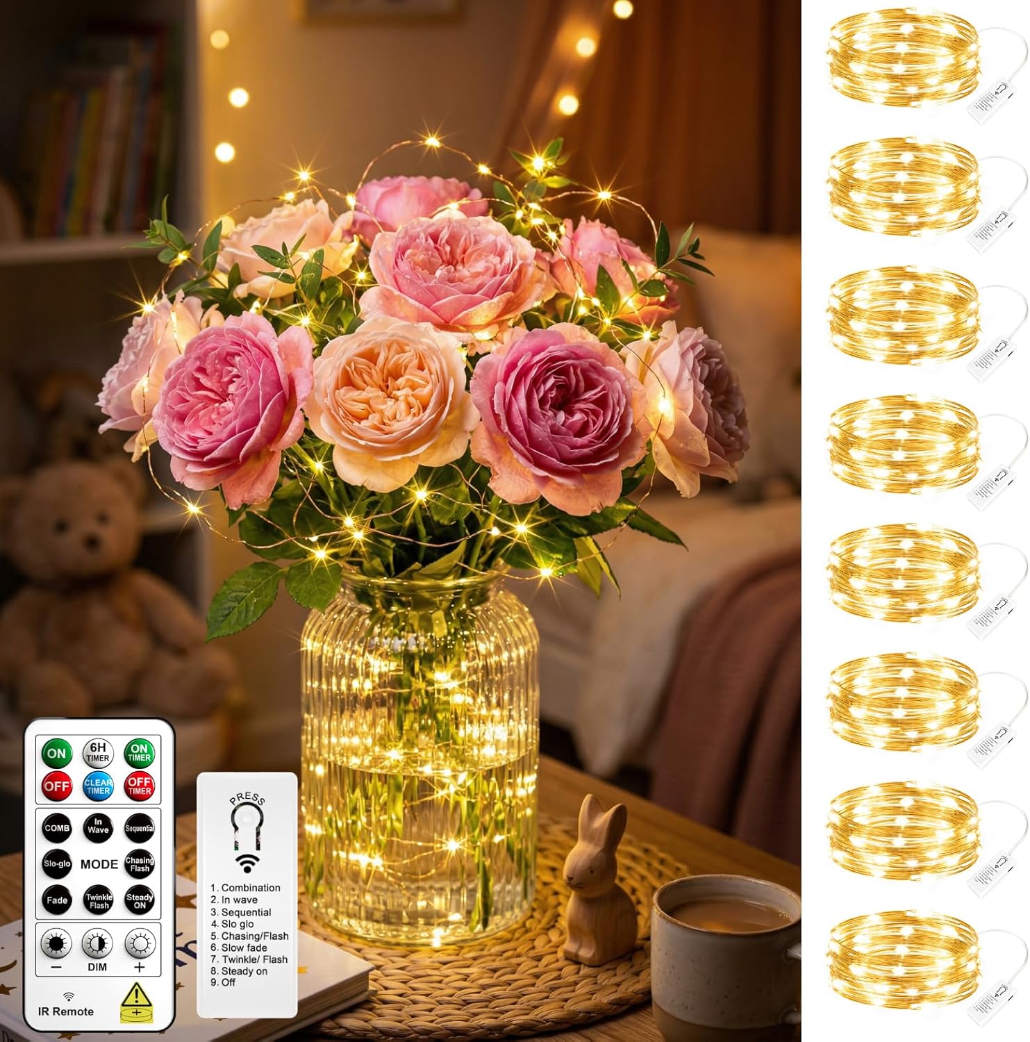 Rechargeable LED Fairy String Lights (8 Pack)