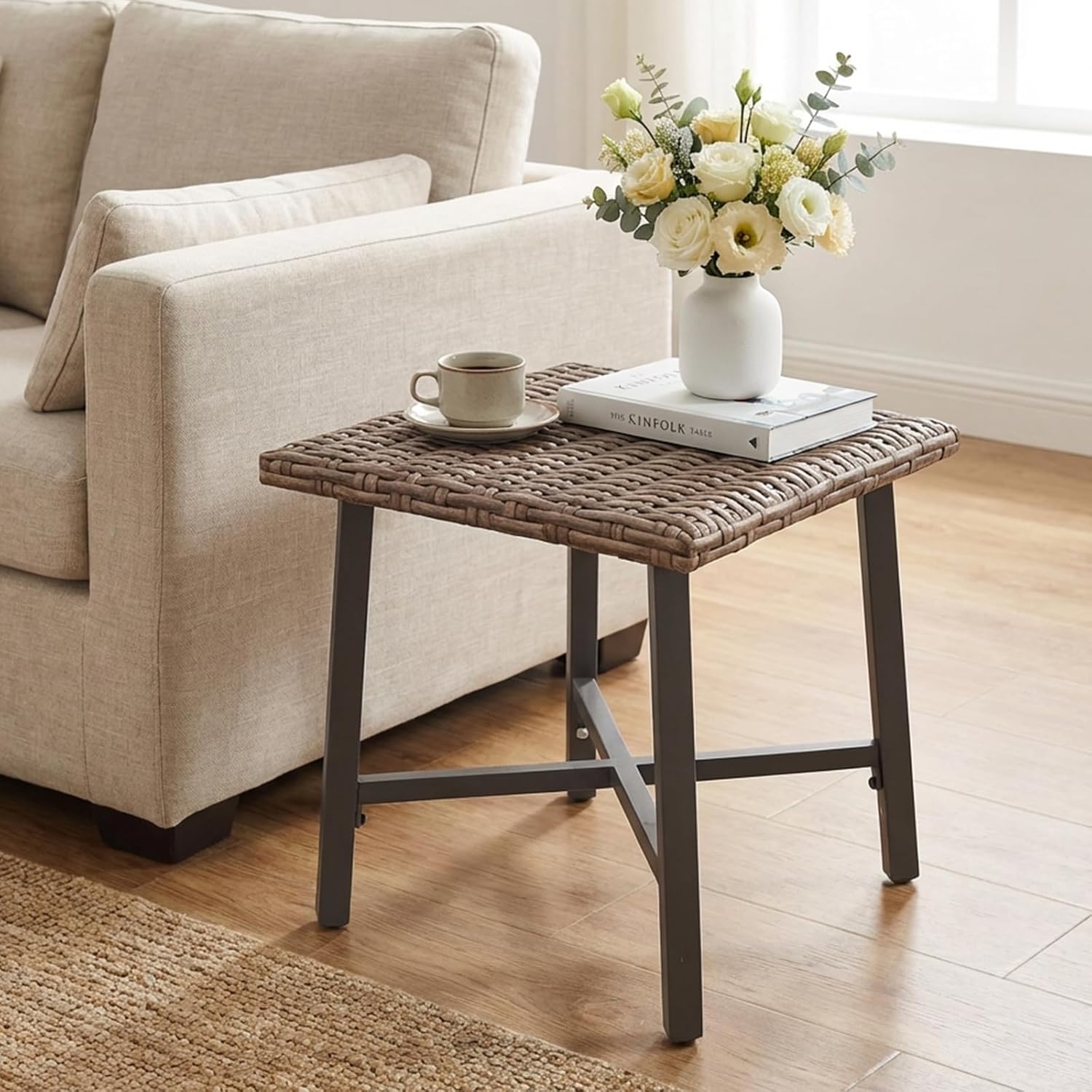 Outdoor Wicker Patio Side Table