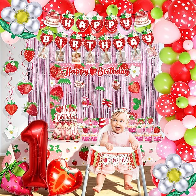 Strawberry First Birthday Decorations