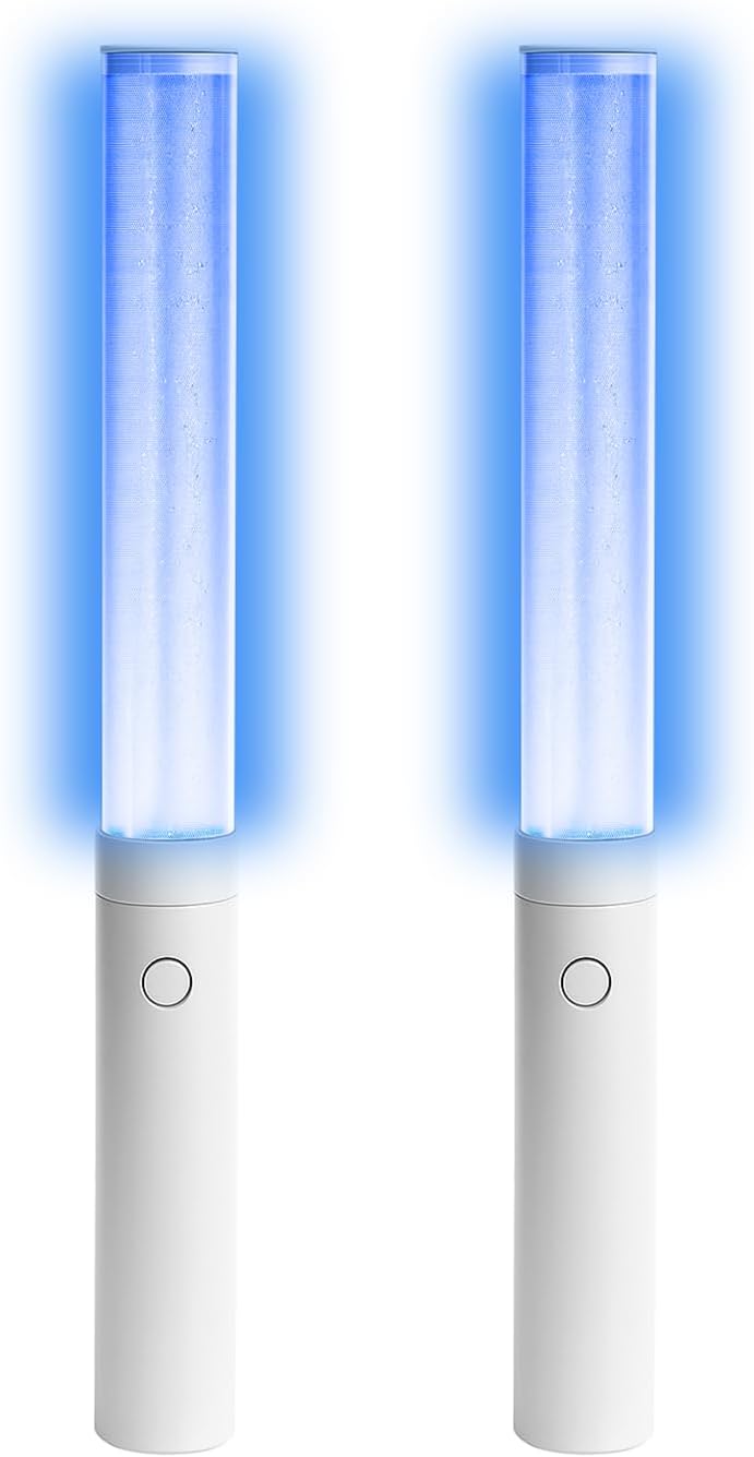Professional 2-Pack White LED Glow Sticks (Multicolor Modes)