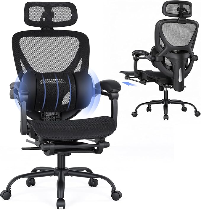 Ergonomic Mesh Office Chair with Footrest