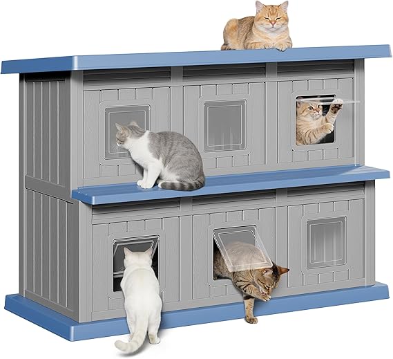 2-Storey Weatherproof Insulated Feral Cat Shelter