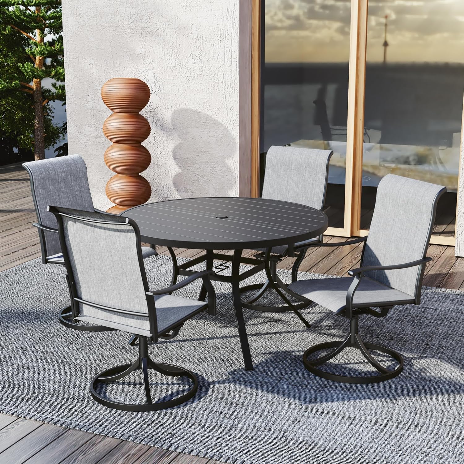 5-Piece Outdoor Patio Dining Set for 4 – Grey