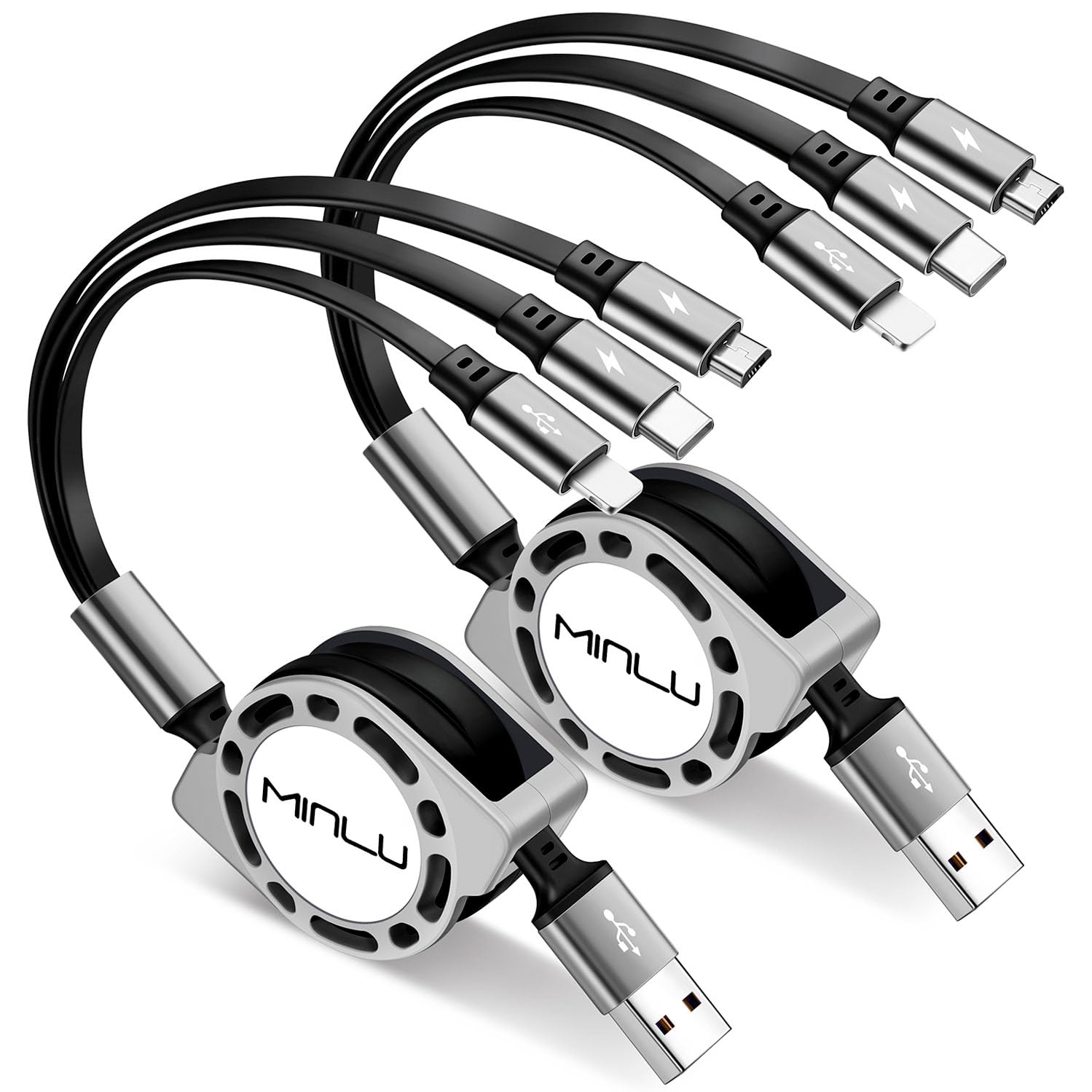 3-in-1 Retractable Multi Charging Cable (2 Pack)