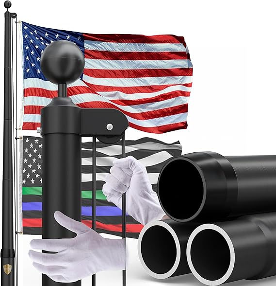 25FT Heavy-Duty Outdoor Flag Pole Kit with USA Flag