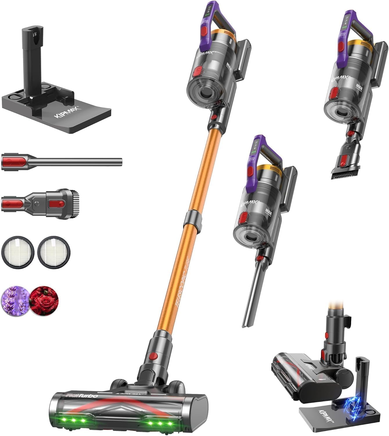 Kipmax Upgraded 650W 55KPA Cordless Stick Vacuum Cleaner with Charging Station