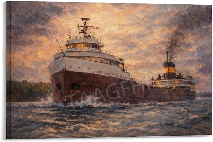YDUVEWA SS Edmund Fitzgerald Vintage Ship Art Poster Canvas Prints 12×8 Inch