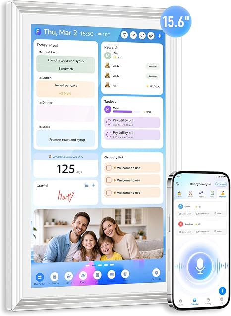 15.6 Inch Digital Calendar Pro Wall Touch Screen Voice AI Smart Family Planner