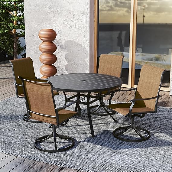 5-Piece Outdoor Patio Dining Set with Swivel Chairs