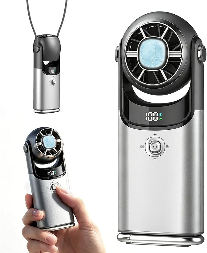 3-in-1 Mini Handheld Turbo Fan with Ice Cooling