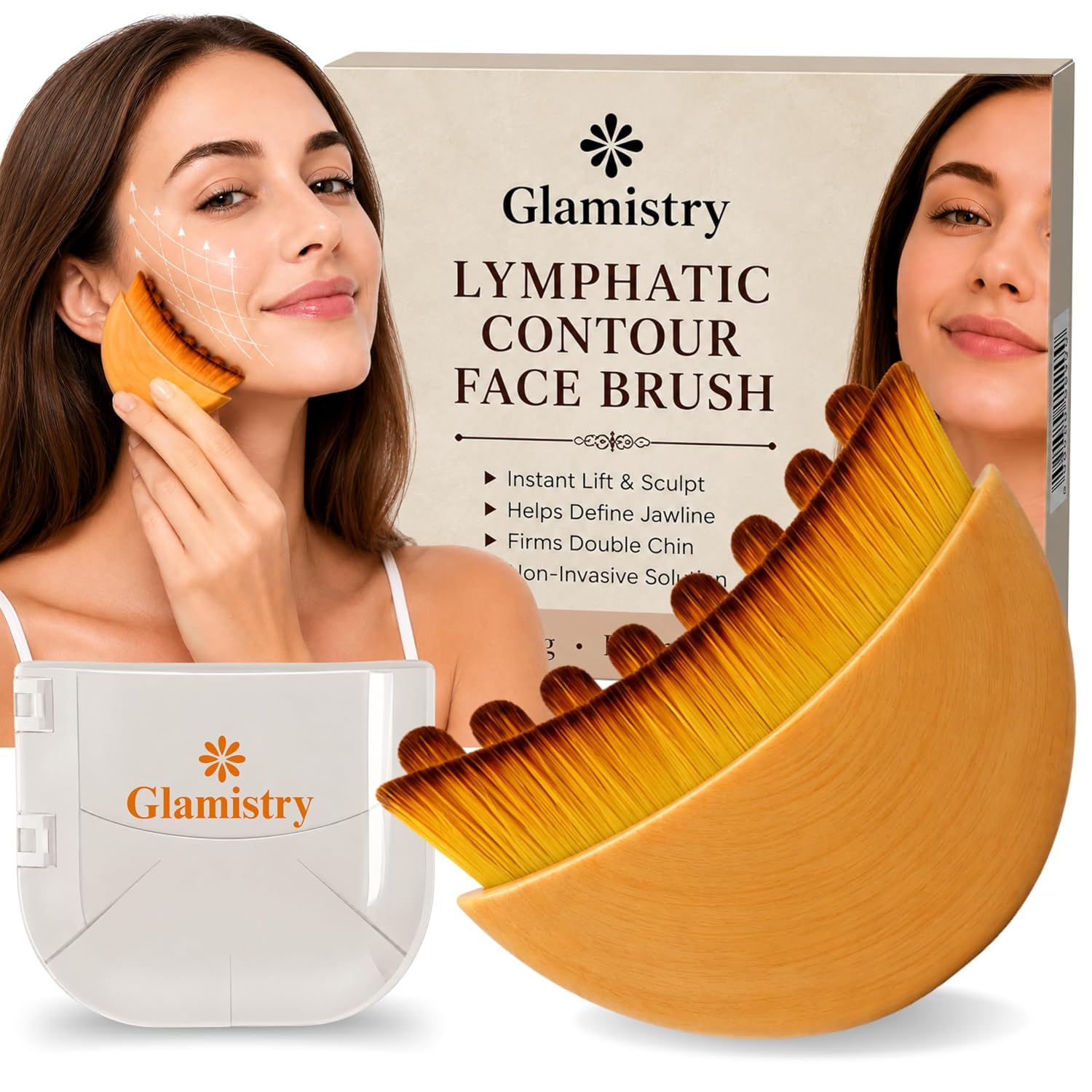 Lymphatic Drainage Contour Face Massager Brush with Travel Case