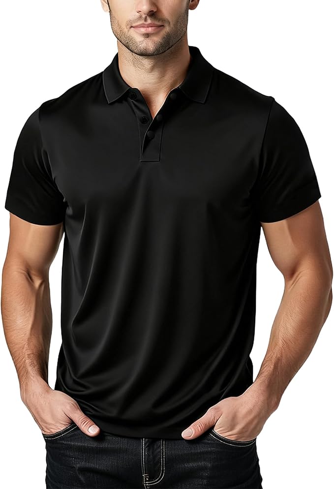 Men Quick Dry Moisture Wicking High Elasticity Slim Fit Polo Shirt
