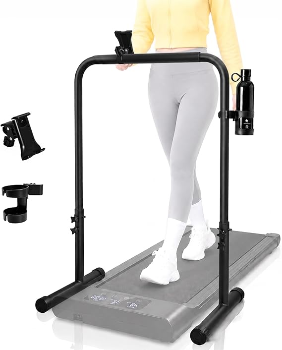 Adjustable Walking Pad Handle Bar Attachment with Cup & Phone Holder