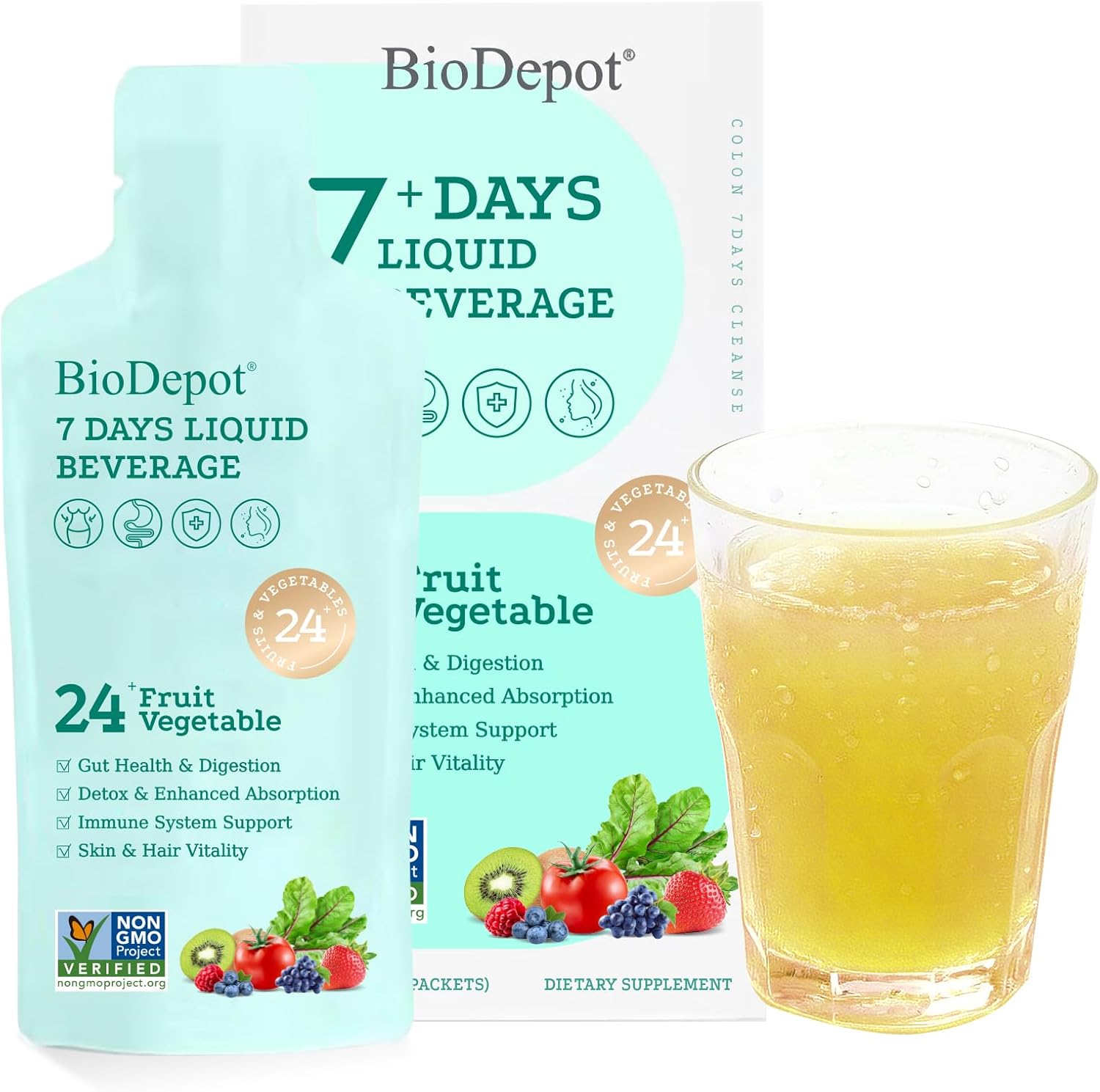 7-Day Colon Cleanse Liquid Beverage with Probiotics & Fruit Vegetable Blend