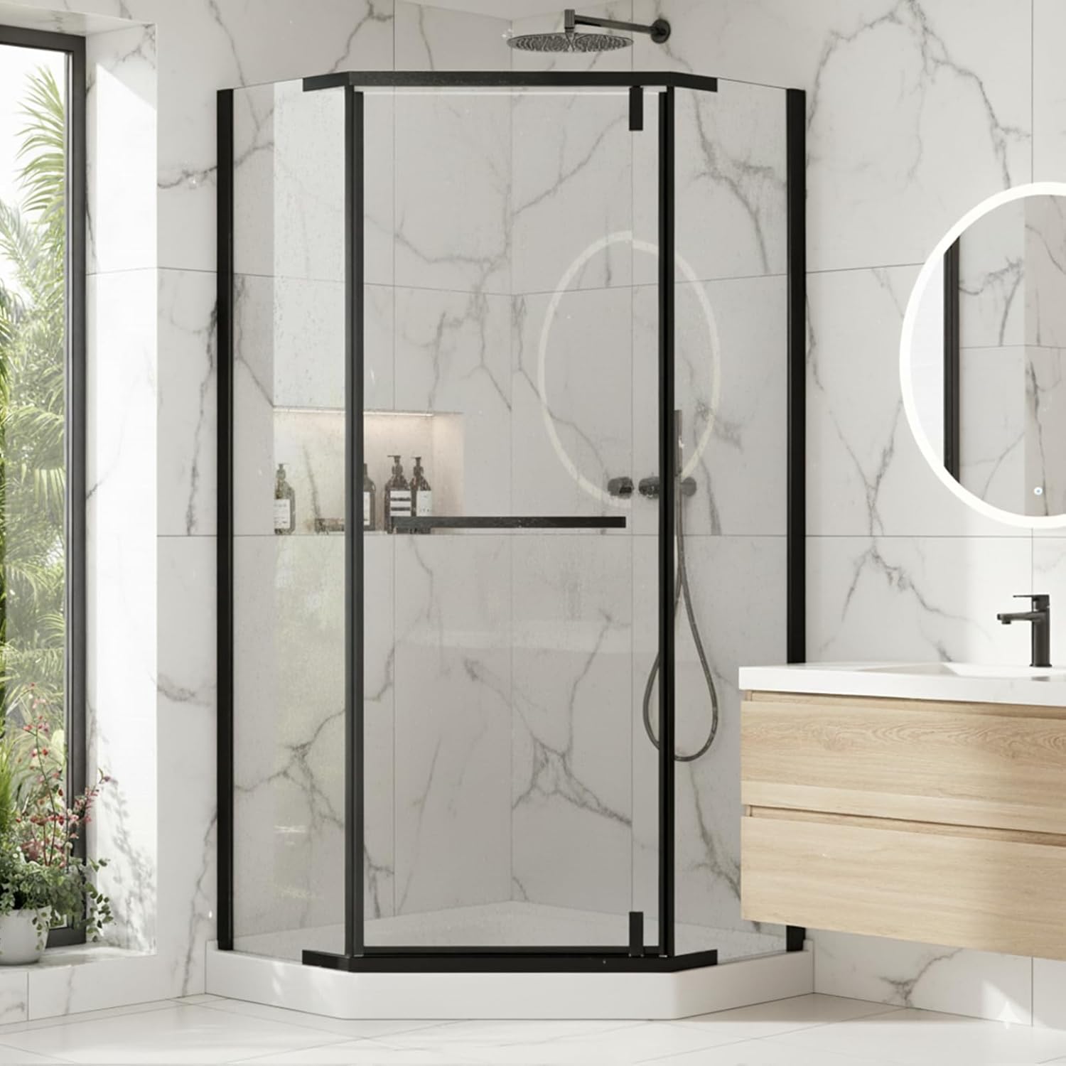 36″ x 72″ Neo-Angle Frameless Corner Shower Door