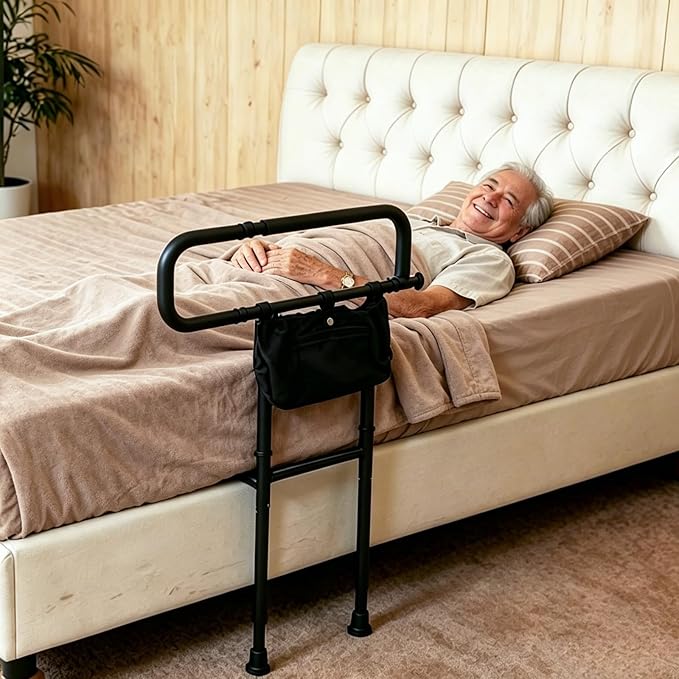 Adjustable Bed Rails for Elderly Adults Safety Assist Rail with Non Slip Base