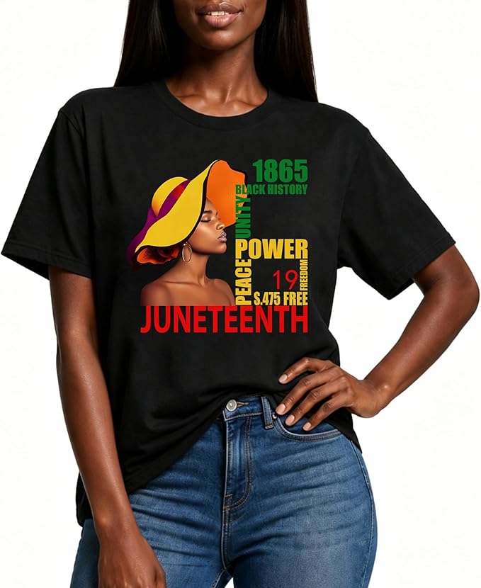 Women 100% Cotton Juneteenth African American Freedom June 19 1865 T Shirt