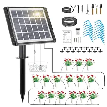 49FT Solar Drip Irrigation System Automatic Watering Kit 25 Timer Modes